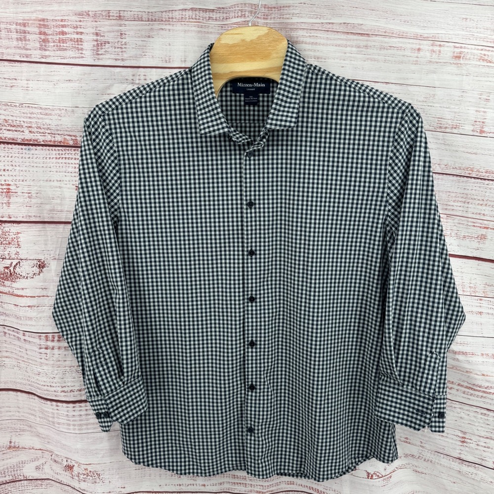 Mizzen+Main Leeward Shirt 2XL Classic No Tuck Navy White Gingham Performance